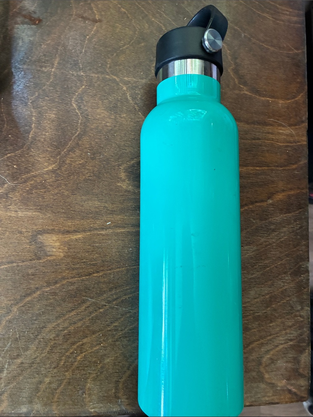 Turquoise Stainless Steel Water Bottle with Black Cap
